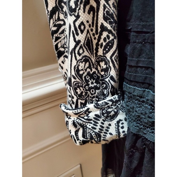 Upcycled Refashioned, Black ComfortWear Dress, Lace, Urban Boho, 42" Bust XL - Picture 5 of 11